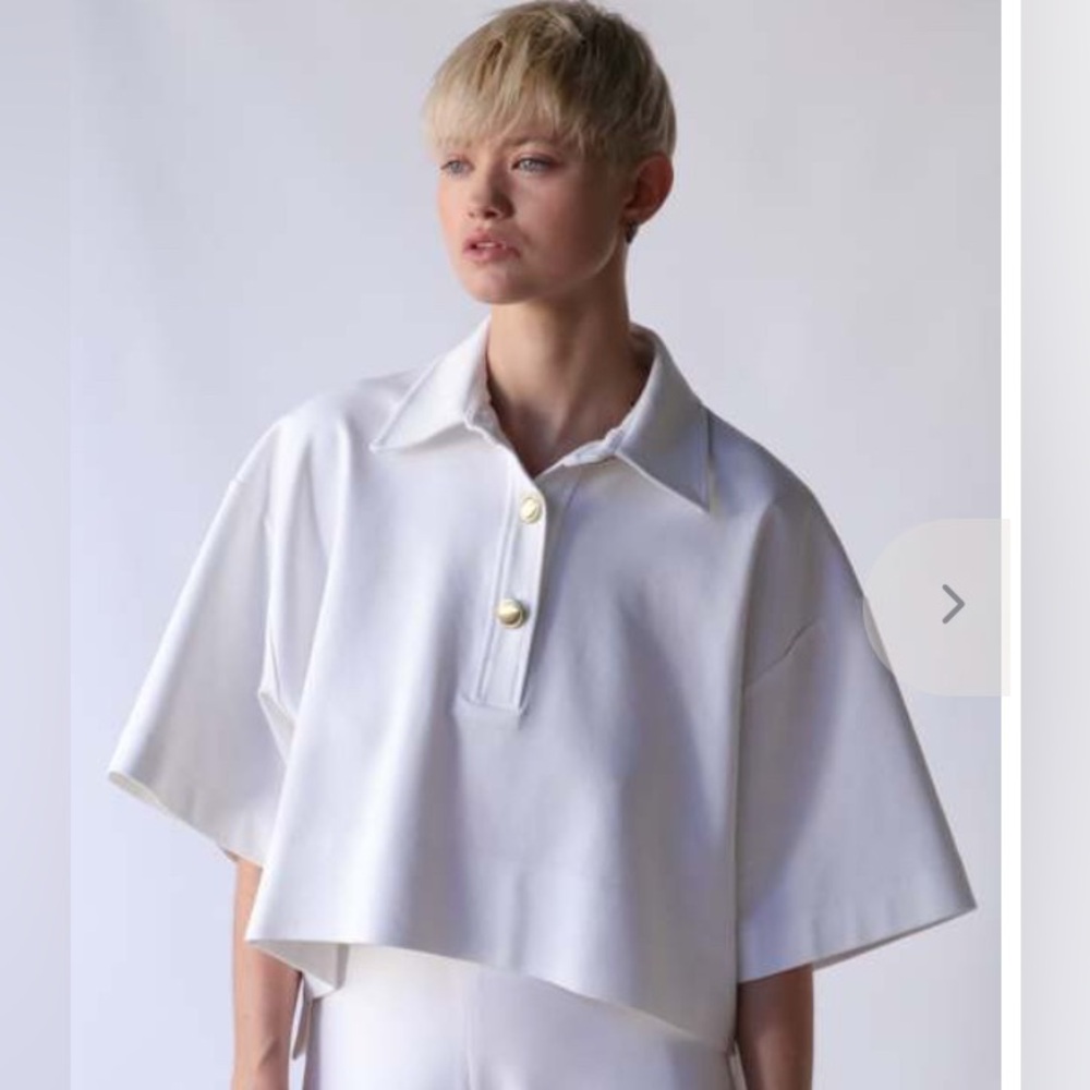 Rosetta Getty cropped short sleeve polo NWT